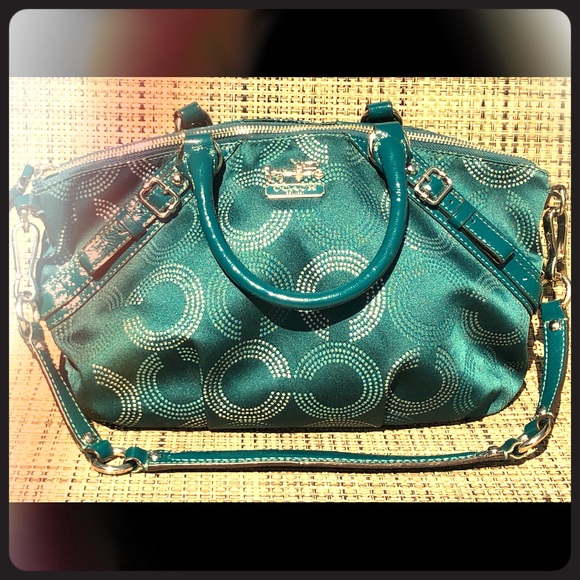 Coach Handbags - Coach Madison Dotted Op Auth Sophia Satchel Blue